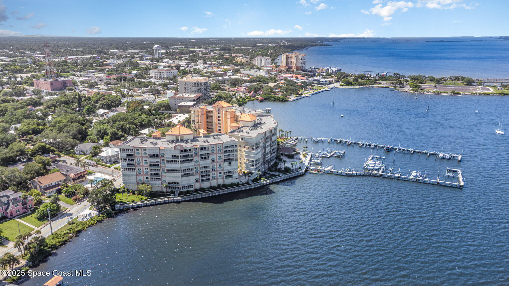 104 Riverside Drive, Unit 403 Cocoa, FL 32922 - Photo 3 of 20 an aerial view of a house with a ocean view