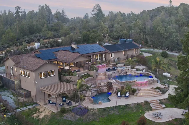an aerial view of a house