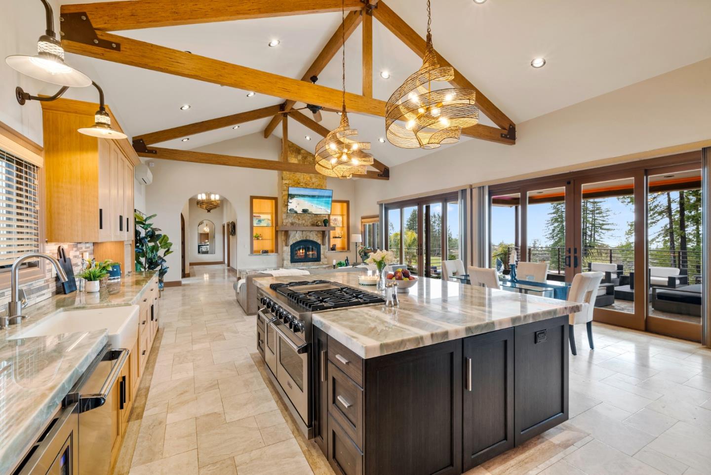 1061 Summit Road Watsonville, CA 95076 - Photo 34 of 92 a kitchen with a stove a sink and a wooden floor
