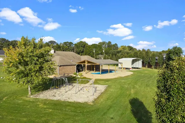 a view of a terrace with city view