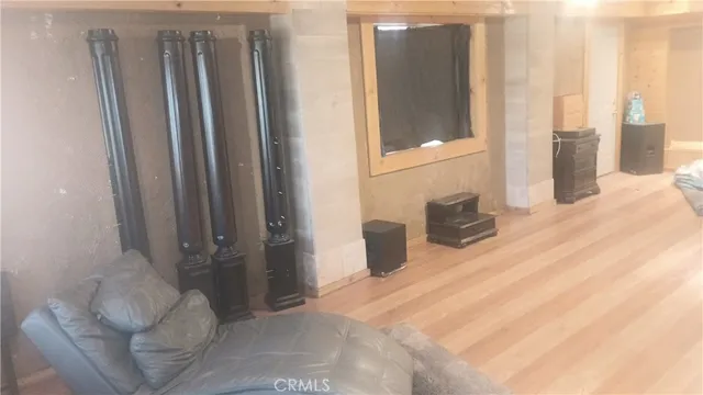 a view of a room with door and stairs