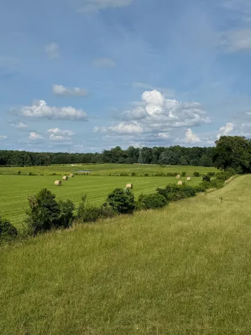 a view of a lake with a big yard