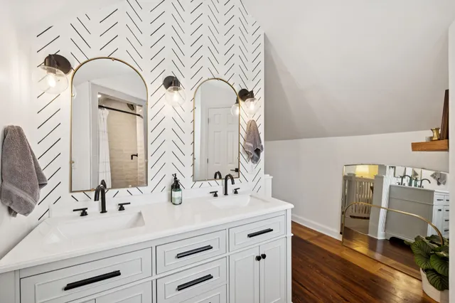 a view of a hallway with washer and dryer