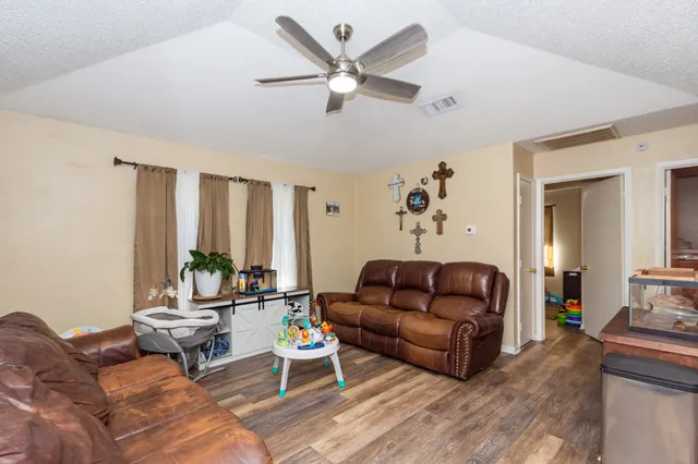 a living room with furniture