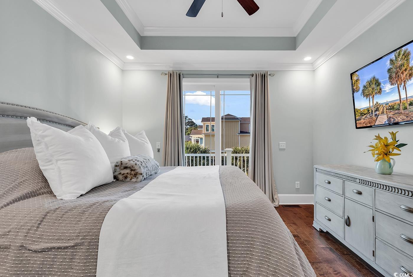 519 1st Street Murrells Inlet, SC 29576 - Photo 24 of 40 Bedroom featuring ornamental molding, ceiling fan,