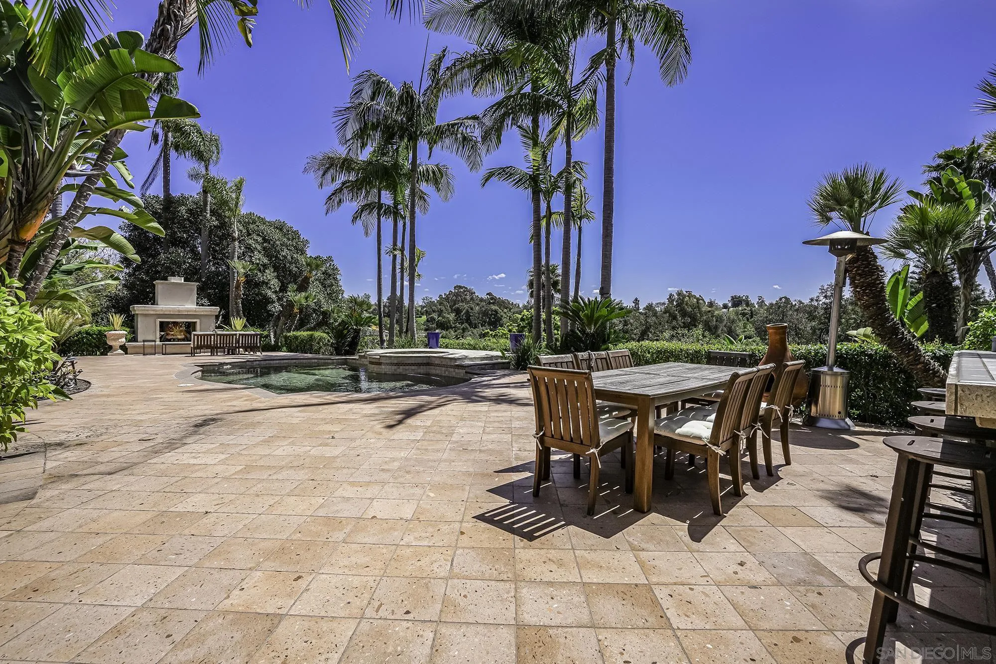 5305 La Crescenta Road Rancho Santa Fe, CA 92067 - Photo 60 of 64 Great entertaining deck , dining area and pool and spa