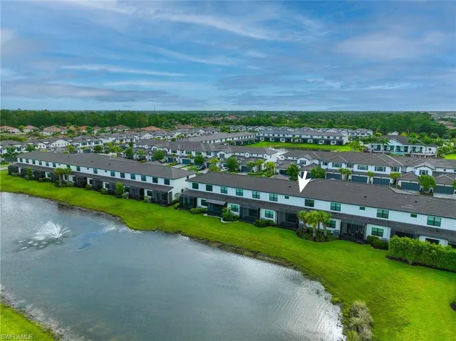 a view of a city with a big yard