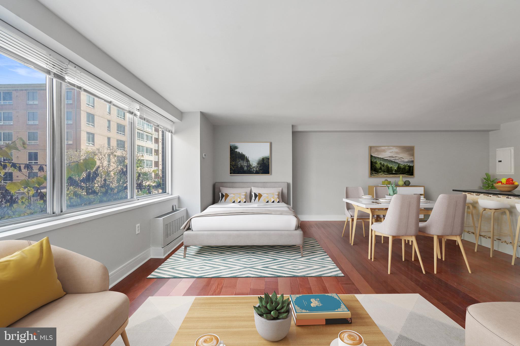 800 4th Street Southwest, Unit N111 Washington, DC 20024 - Photo 13 of 27 a living room with furniture and a large window