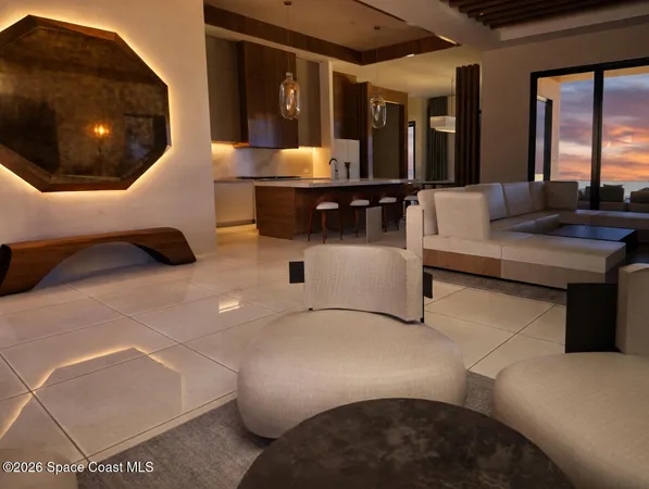 a living room with a couch and a table