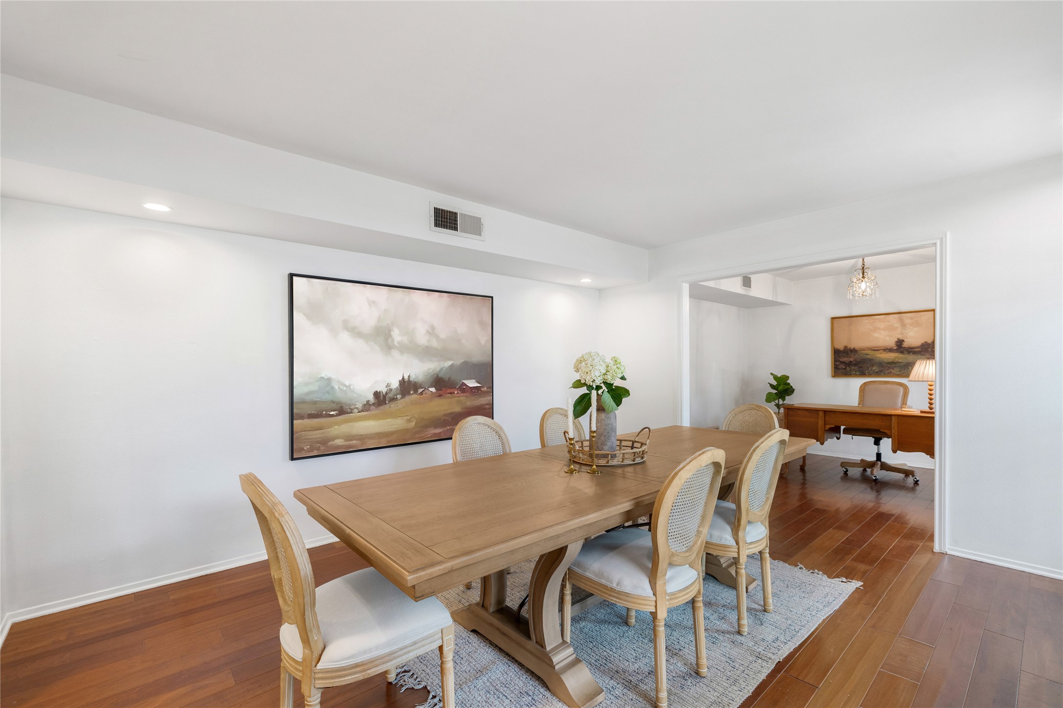 2403 Comburg Castle Way Austin, TX 78748 - Photo 12 of 40 Dining area featuring hardwood / wood-style floors and recessed lighting