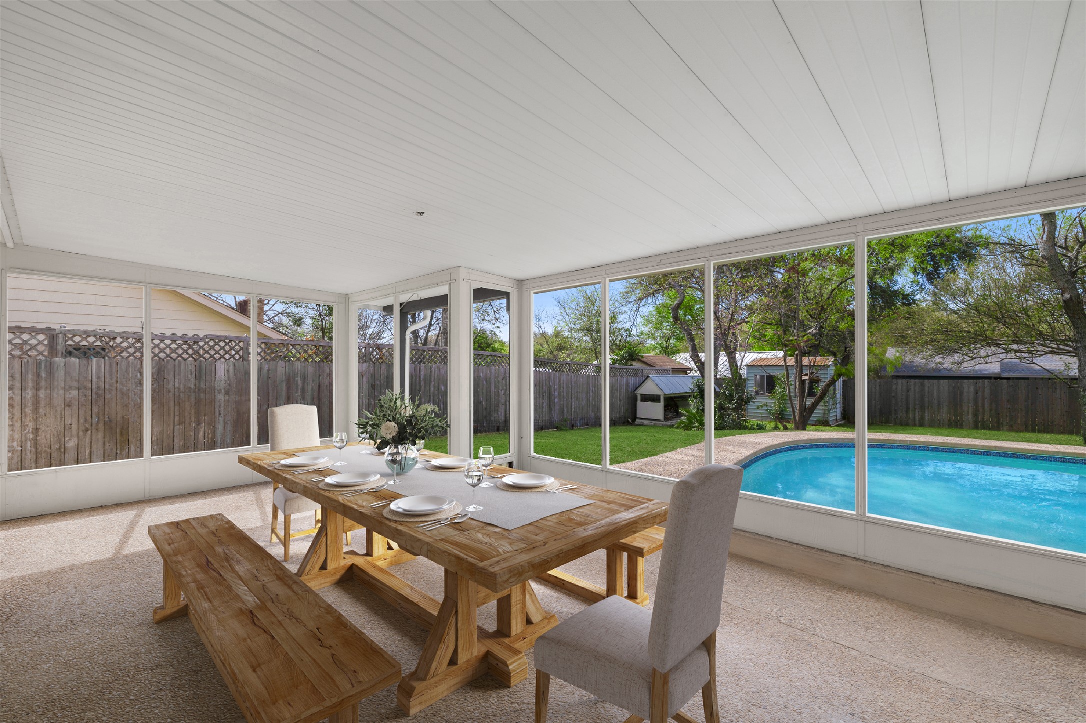 2403 Comburg Castle Way Austin, TX 78748 - Photo 40 of 40 Sunroom / solarium with carpet flooring and wood ceiling