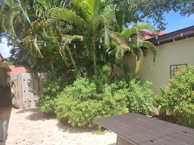 a view of a backyard of the house