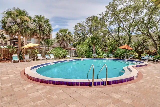 a view of outdoor space and swimming pool