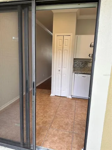 a view of elevator with hallway