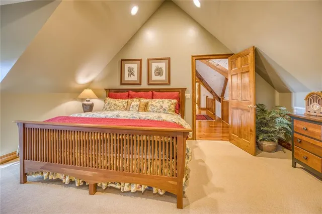 front view of a building with a garden