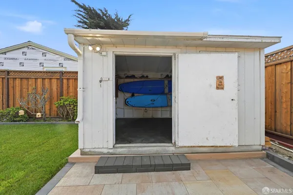 a view of outdoor space with sliding door