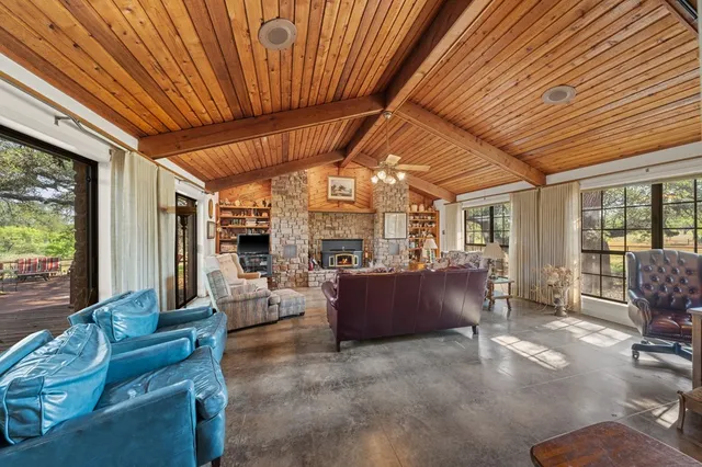 a living room with furniture