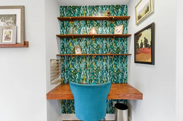 a living room with furniture