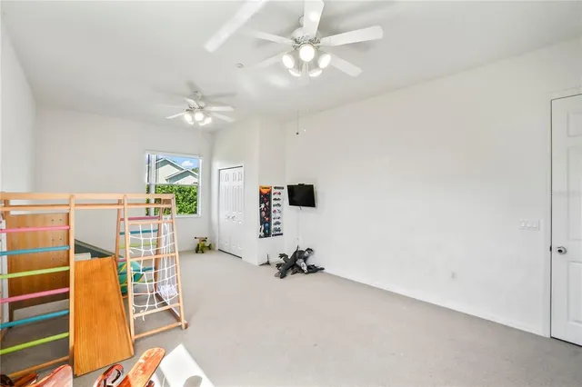 a view of a room with racks on the wall