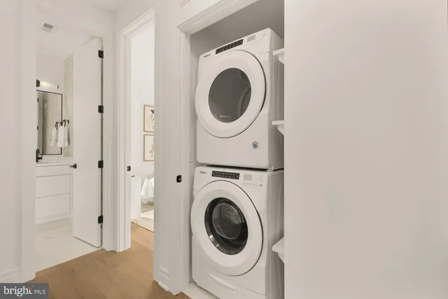 a utility room with dryer and washer