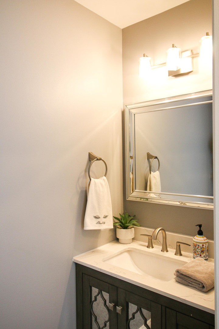 574 Foxford Road Bartlett, IL 60103 - Photo 17 of 22 a bathroom with a sink and a mirror