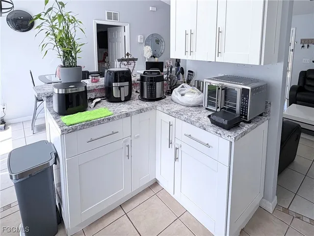 a kitchen with stainless steel appliances white cabinets and a potted plant