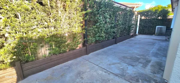 a view of a back yard from a window