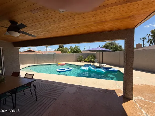 a view of porch with seating space