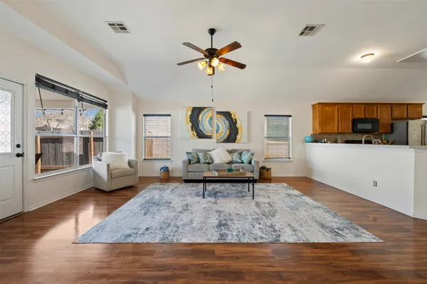 a living room with furniture