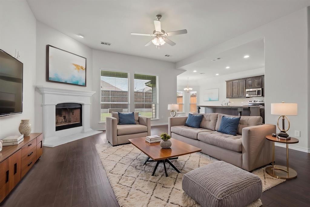 217 Angelina Court Azle, TX 76020 - Photo 6 of 34 a living room with furniture fireplace and a flat screen tv