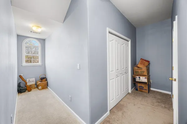 a view of a livingroom with a closet