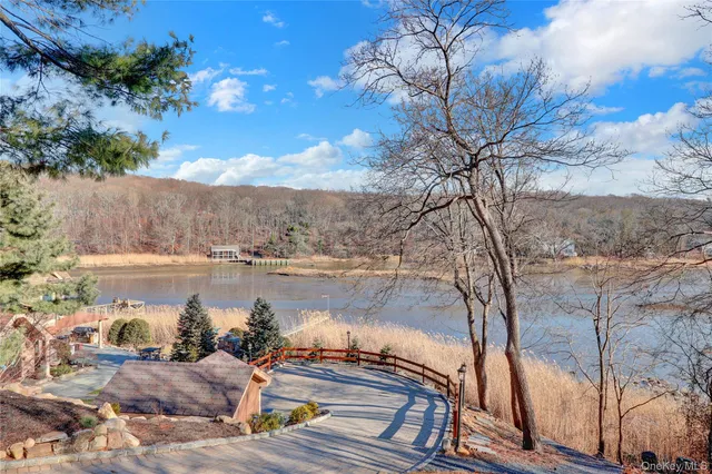 a view of a lake with a mountain in the background