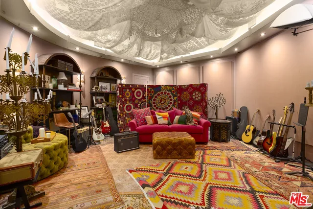 a view of outdoor dining space and patio