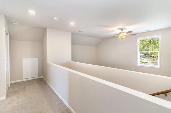 a view of a room with a window