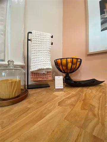 a view of a hallway with washer and dryer