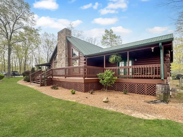 a garden view with a sitting area