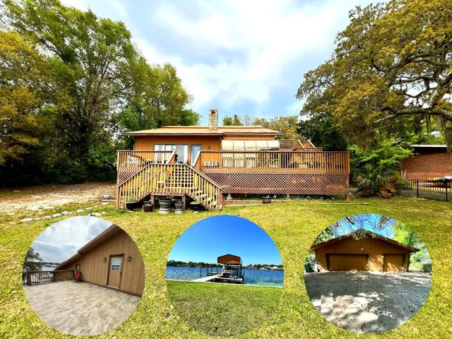 a view of a house with swimming pool and sitting area