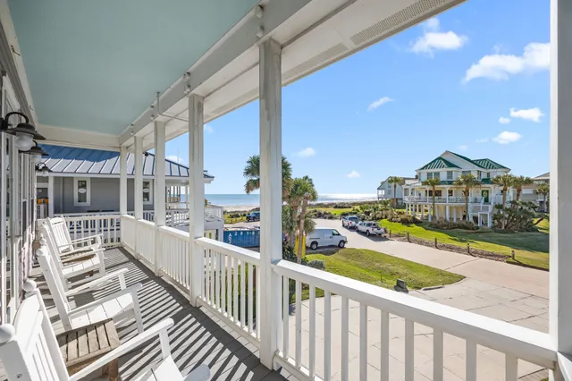 a view of a city from a balcony
