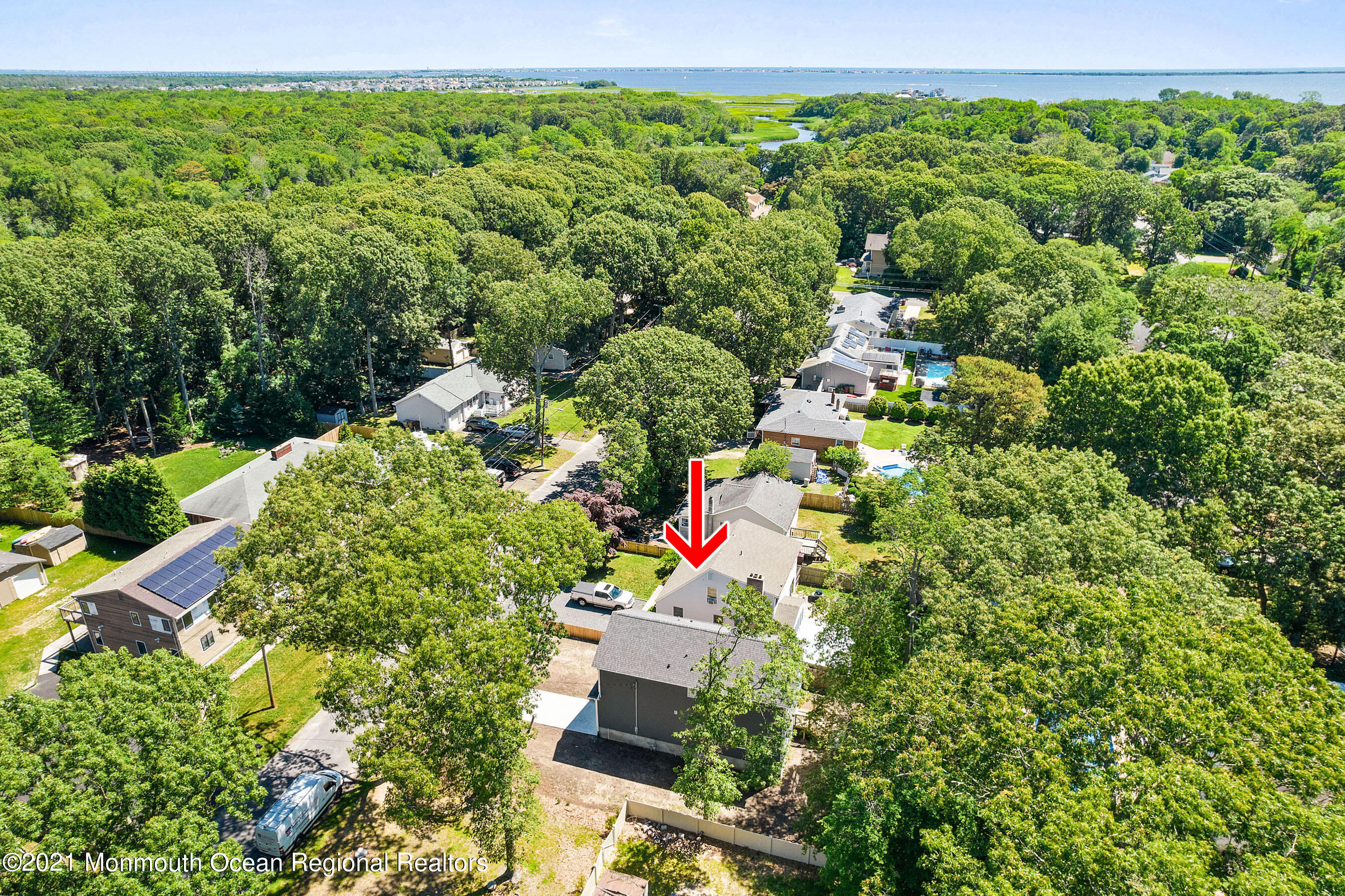 308 Riverside Drive Bayville, NJ 08721 - Photo 7 of 35 an aerial view of a house with a yard