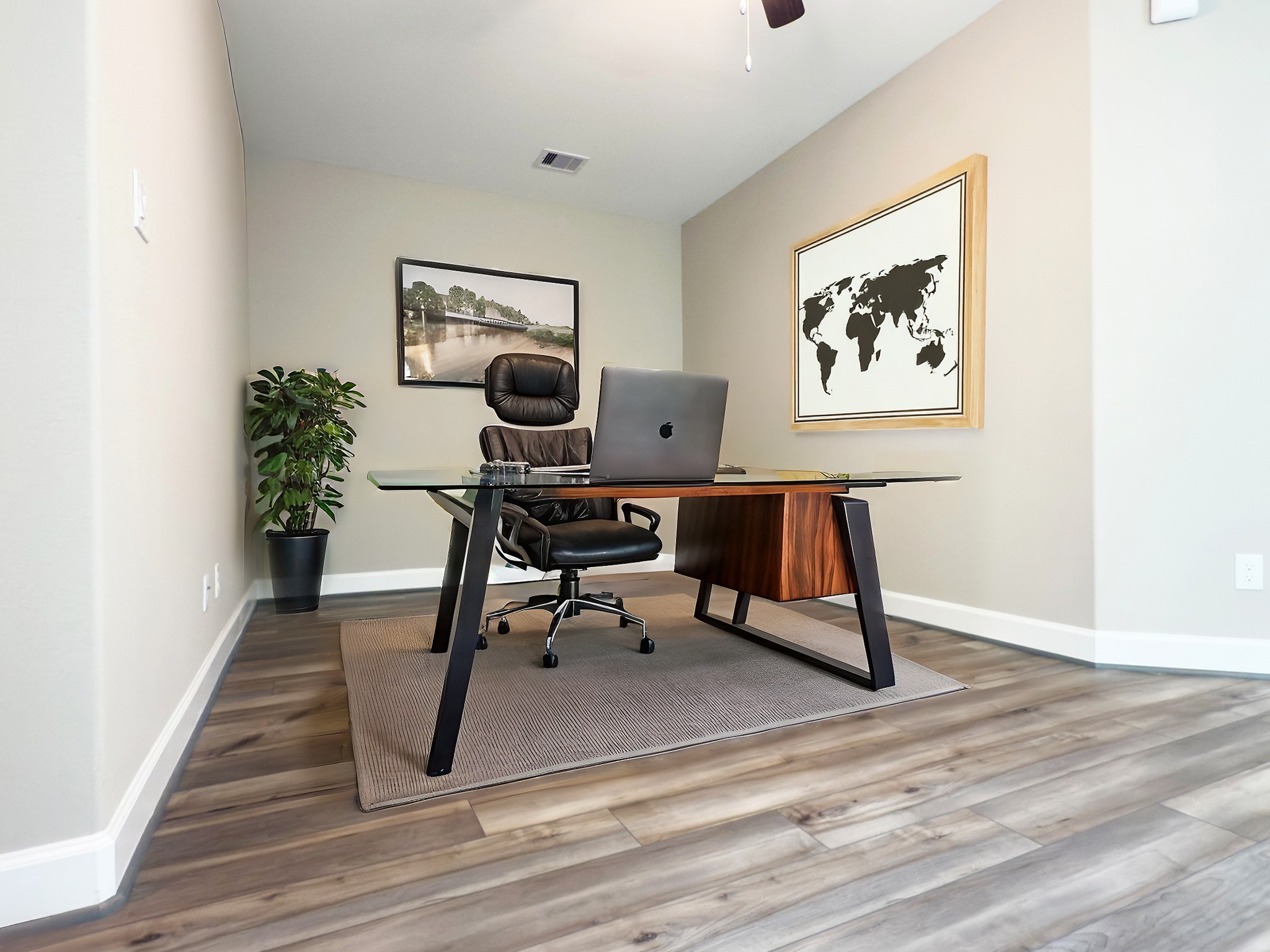 4309 B Dickson Street Houston, TX 77007 - Photo 8 of 11 The second-floor flex space offers versatile living options—perfect for a home office, media room, play area, or additional lounge. Image depicts home as-is virtually staged.