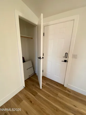 an empty room with a door