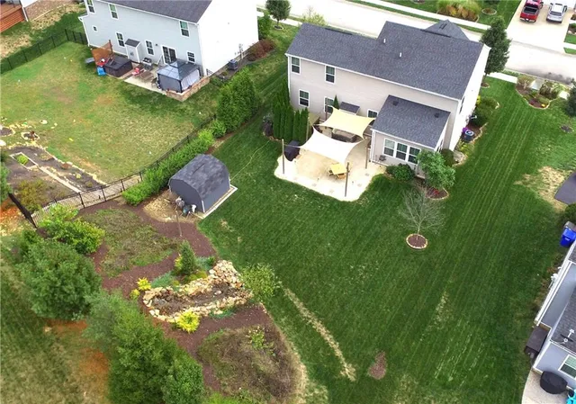 an aerial view of a house