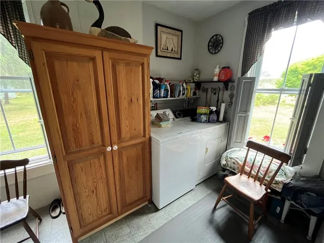a view of two chairs in a room