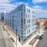 a view of a building from a balcony