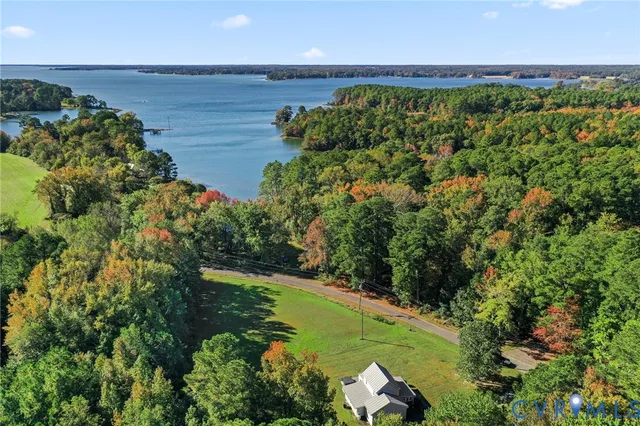 a view of a garden with a lake
