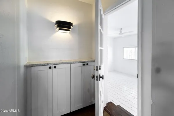 a view of a hallway with entryway