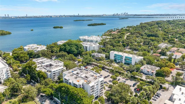 aerial view of a city with lake view