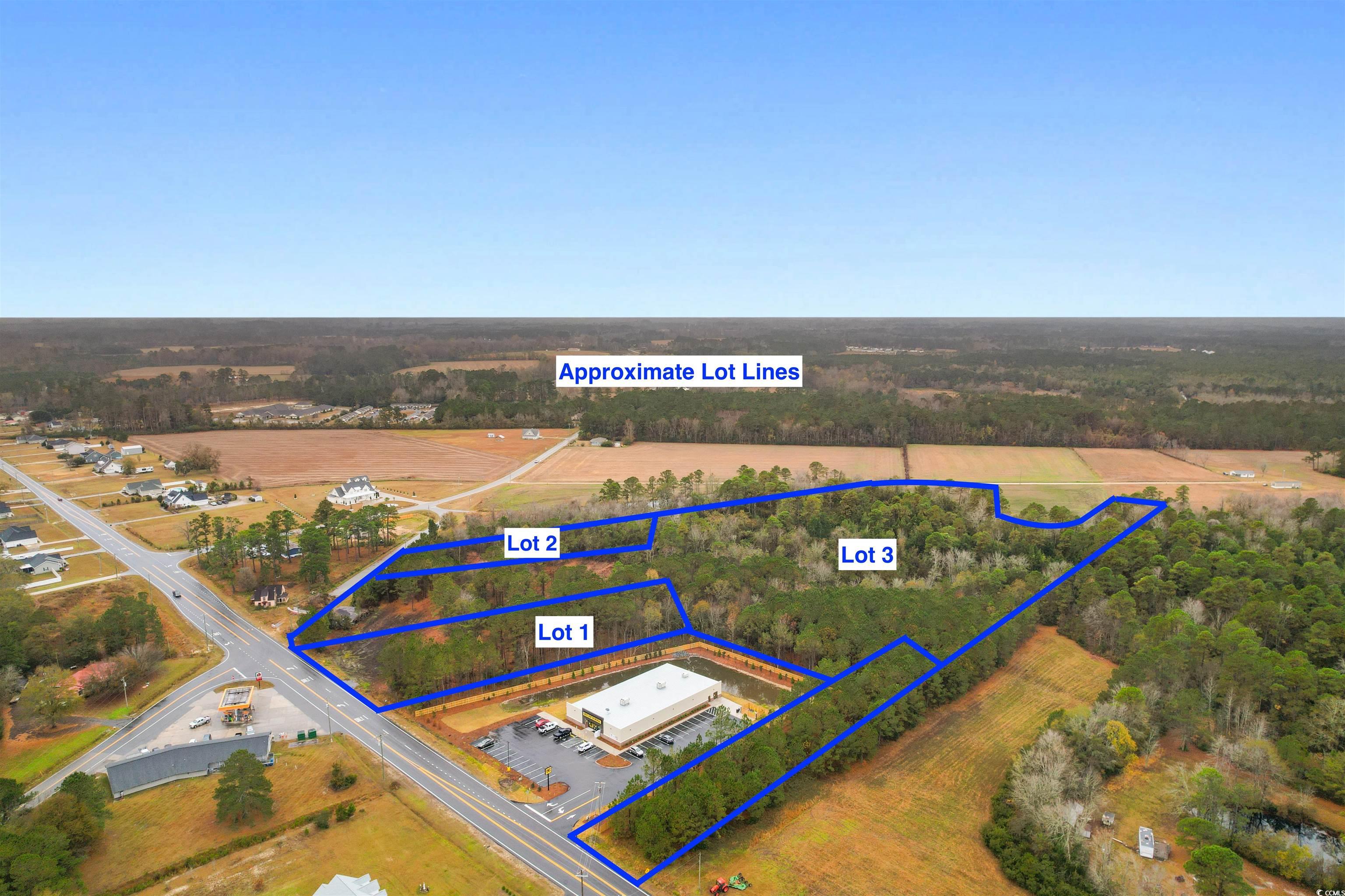 2-3 Red Bluff Road Loris, SC 29569 - Photo 12 of 12 Aerial view of property's location with property boundaries highlighted