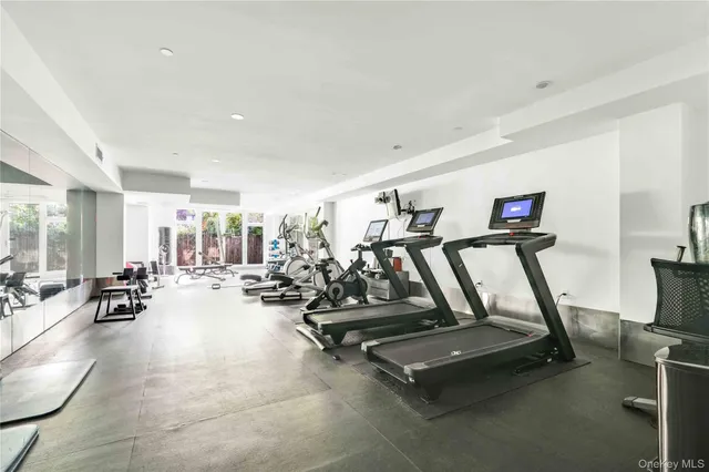 a view of a room with gym equipment