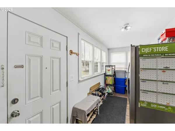 a view of a backyard with a garden and plants